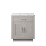 Lexora Abbey 30 inch W White Oak Vanity Cabinet and Carrara Marble Top - LVA30SM100