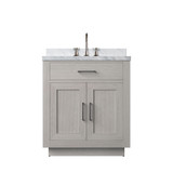 Lexora Abbey 30 inch W White Oak Vanity Cabinet, Carrara Marble Top, and Faucet Set - LVA30SM101