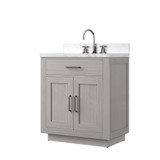 Lexora Abbey 30 inch W White Oak Vanity Cabinet, Carrara Marble Top, and Faucet Set - LVA30SM101