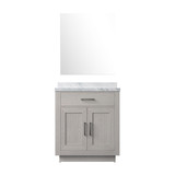 Lexora Abbey 30 inch W White Oak Vanity Cabinet Carrara Marble Countertop and 28 in Mirror - LVA30SM110