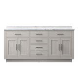 Lexora Abbey 72 inch W White Oak Double Sink Vanity Cabinet and Carrara Marble Top - LVA72DM100
