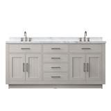 Lexora Abbey 72 inch W White Oak Double Sink Vanity Cabinet, Carrara Marble Top, and Faucet Set - LVA72DM101