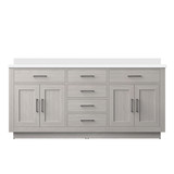 Lexora Abbey 72 inch W White Oak Double Sink Vanity Cabinet and White Quartz Top - LVA72DM200