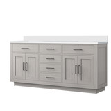 Lexora Abbey 72 inch W White Oak Double Sink Vanity Cabinet and White Quartz Top - LVA72DM200