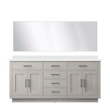 Lexora Abbey 72 inch W White Oak Double Sink Vanity Cabinet White Quartz Countertop and 70 in Mirror - LVA72DM210