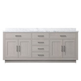 Lexora Abbey 80 inch W White Oak Double Sink Vanity Cabinet and Carrara Marble Top - LVA80DM100