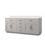 Lexora Abbey 80 inch W White Oak Double Sink Vanity Cabinet and White Quartz Top - LVA80DM200