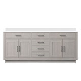 Lexora Abbey 80 inch W White Oak Double Sink Vanity Cabinet and Cultured Marble Top - LVA80DM300