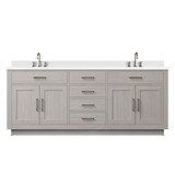 Lexora Abbey 80 inch W White Oak Double Sink Vanity Cabinet, Cultured Marble Top, and Faucet Set - LVA80DM301