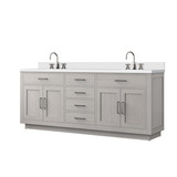 Lexora Abbey 80 inch W White Oak Double Sink Vanity Cabinet, Cultured Marble Top, and Faucet Set - LVA80DM301
