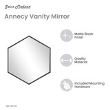 Swiss Madison SM-VM100 Annecy 19" Vanity Mirror - Phantom Black