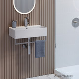 Swiss Madison SM-WS344SIT Claire 22" Wall-Mount Bathroom Sink with Silver Towel Bar