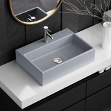 Swiss Madison SM-VS203ME Claire 20" Rectangle Ceramic Vessel Sink in Matte Grey