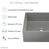 Swiss Madison SM-VSC101E Lisse 15" Square Concrete Vessel Bathroom Sink - Dark Grey