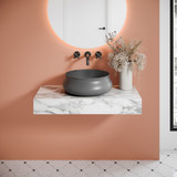 Swiss Madison SM-VSC111E Lisse 17.5" Round Concrete Vessel Bathroom Sink - Dark Grey