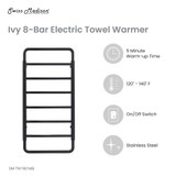 Swiss Madison SM-TW1901MB Ivy 8-Bar Electric Towel Warmer in Matte Black