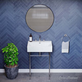 Swiss Madison SM-CS711-3 Claire 24" Console Sink White Sink Chrome Legs with 8" Widespread Holes