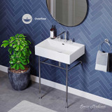 Swiss Madison SM-CS711-3 Claire 24" Console Sink White Sink Chrome Legs with 8" Widespread Holes