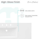Swiss Madison SM-VT348-3 48" 3-Hole Widespread Vanity Sink Top - Glossy White
