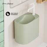 Swiss Madison SM-WS340EN Terre 17.5" Right Side Faucet Wall-Mount Bathroom Sink in Palm Green