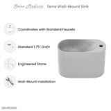 Swiss Madison SM-WS340E Terre 17.5" Right Side Faucet Wall-Mount Bathroom Sink in Pashmina Grey