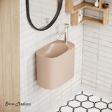 Swiss Madison SM-WS340PE Terre 17.5" Right Side Faucet Wall-Mount Bathroom Sink in Pastel Peach