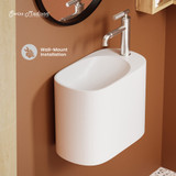 Swiss Madison SM-WS340 Terre 17.5" Right Side Faucet Wall-Mount Bathroom Sink in White