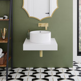 Swiss Madison SM-WS600 Monaco 24" Floating Bathroom Shelf with Vessel Sink - Glossy White Swiss Madison SM-WS600 Monaco 24" Floating Bathroom Shelf with Vessel Sink - Glossy White