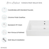 Swiss Madison SM-WS292 Voltaire Wide Rectangle Wall-Mount Sink in Shiny White