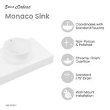 Swiss Madison SM-WS601 Monaco 36" Floating Bathroom Shelf with Vessel Sink - Glossy White Swiss Madison SM-WS601 Monaco 36" Floating Bathroom Shelf with Vessel Sink - Glossy White
