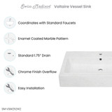 Swiss Madison SM-VSM292W2 Voltaire Wide Rectangle Vessel Sink - Static Marble Swiss Madison SM-VSM292W2 Voltaire Wide Rectangle Vessel Sink - Static Marble