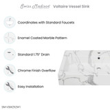 Swiss Madison SM-VSM292W1 Voltaire Wide Rectangle Vessel Sink - White Marble Swiss Madison SM-VSM292W1 Voltaire Wide Rectangle Vessel Sink - White Marble