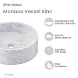 Swiss Madison SM-VSM252E Monaco 17" Round Vessel Bathroom Sink - Marbled Grey