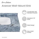 Swiss Madison SM-WS260BC Avancer 36'' Wall Mount Sink In Blue Celeste