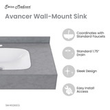 Swiss Madison SM-WS260CG Avancer 36'' Wall Mount Sink In Charcoal Grey