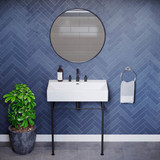 Swiss Madison SM-CS772-3 Claire 30" Console Sink White Sink Black Legs with 8" Widespread Holes