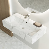 Swiss Madison SM-WSM292W1 Voltaire Wide Rectangle Wall Hung Sink - White Marble Swiss Madison SM-WSM292W1 Voltaire Wide Rectangle Wall Hung Sink - White Marble