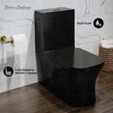 Swiss Madison SM-1T106GB Concorde One Piece Square Toilet Dual Flush - Glossy Black 1.1/1.6 gpf