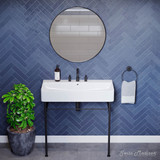Swiss Madison SM-CS733-3 Carre 36" Console Sink White Sink Black Legs with 8" Widespread Holes