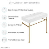 Swiss Madison SM-CS723BG-3 Carre 36" Console Sink White Sink Brushed Gold Legs with 8" Widespread Holes