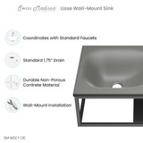 Swiss Madison SM-WSC112E Lisse 24" Rectangle Concrete Wall-Mount Bathroom Sink - Dark Grey