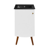 Swiss Madison SM-BV650MB Manoir 18 in. White Bathroom Vanity With Black Ceramic Sink Top