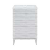 Swiss Madison SM-BV470W-3 Cascade 24 in. White Oak Bathroom Vanity With White, 3-Hole Ceramic Sink Top