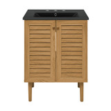 Swiss Madison SM-BV373-3MB Bron 24" Freestanding Bathroom Vanity - Golden Oak with Black 3-Hole Centerset Sink Top