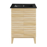 Swiss Madison SM-BV470MB Cascade 24 in. Natural Oak Bathroom Vanity With Black Ceramic Sink Top