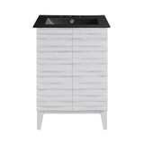 Swiss Madison SM-BV470W-3MB Cascade 24 in. White Oak Bathroom Vanity With Black, 3-Hole Ceramic Sink Top