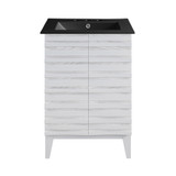 Swiss Madison SM-BV470W-3MB Cascade 24 in. White Oak Bathroom Vanity With Black, 3-Hole Ceramic Sink Top