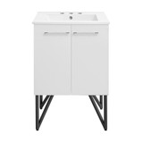 Swiss Madison SM-BV212-3 Annecy 24 in. White Bathroom Vanity With White, 3-Hole Ceramic Sink Top