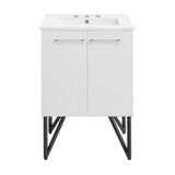 Swiss Madison SM-BV212-3 Annecy 24 in. White Bathroom Vanity With White, 3-Hole Ceramic Sink Top
