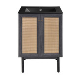 Swiss Madison SM-BV662BMB Classe 24 in. Black Oak Bathroom Vanity With Black Ceramic Sink Top
